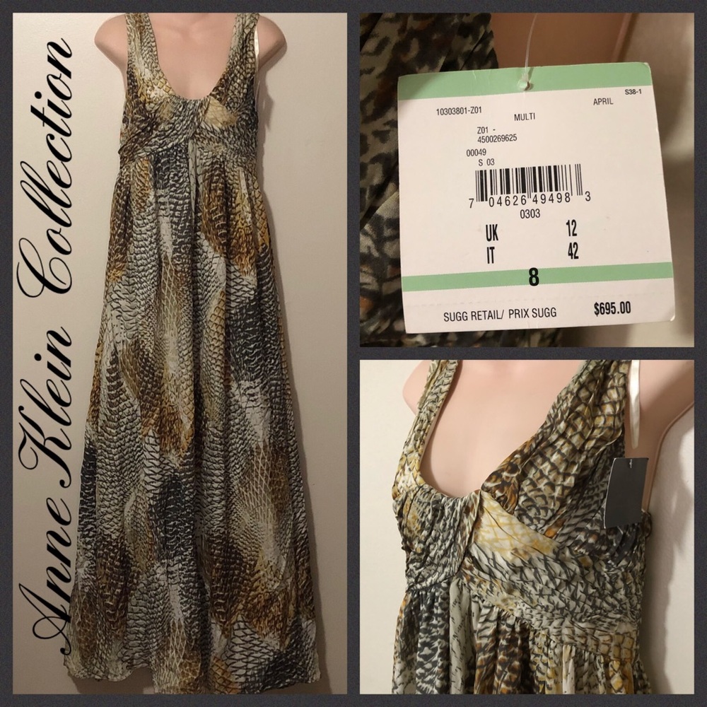 Anne Klein Collection 100% Silk Maxi Dress NWT